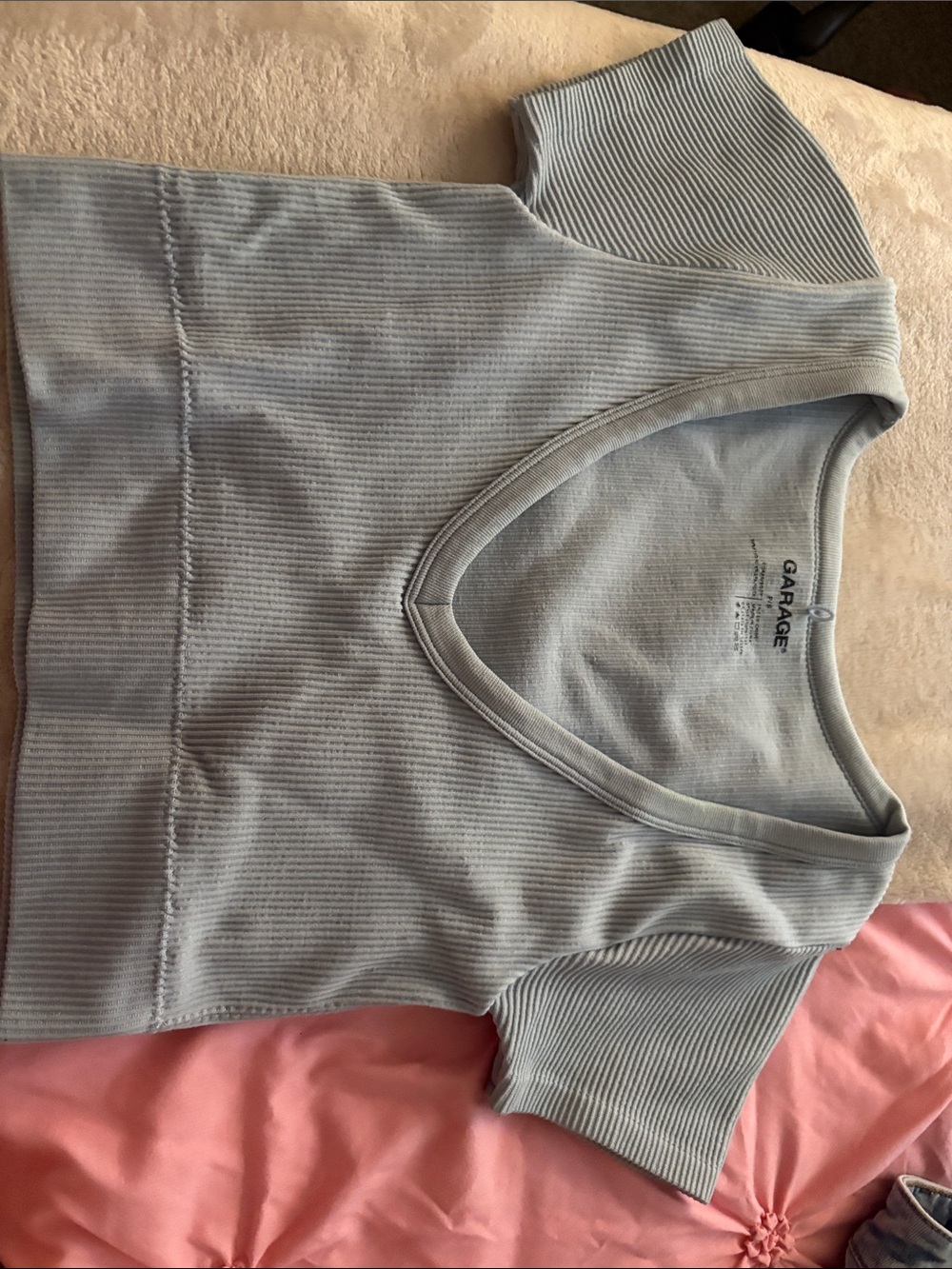 Garage Pale Blue Ribbed V‑Neck Sweater for Men